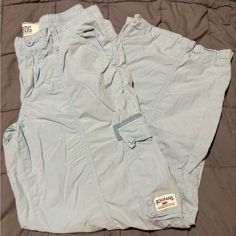 BDG Light Blue Elastic Waist Cargo Pants Womens Size Large - Picture 7 of 9